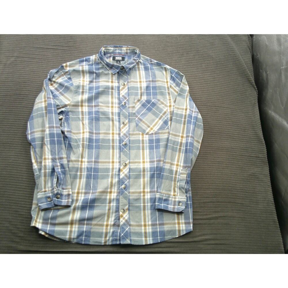Alaskan Hardgear Shirt Mens Large Tall Blue Plaid Long Sleeve Button Up‎ Outdoor